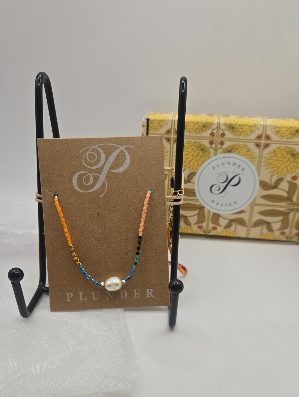 NEW Plunder Multicolor Beaded Necklace with Pearl Accent